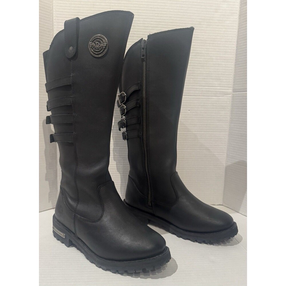 Milwaukee Leather Ladies 15” High Rise Leather Riding Boot Calf Buckles Sz 9